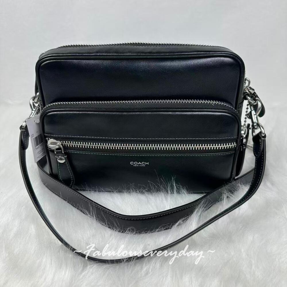 Coach Men's Dakota Crossbody Bag In Leather/Silver/Black CDS83 NWT